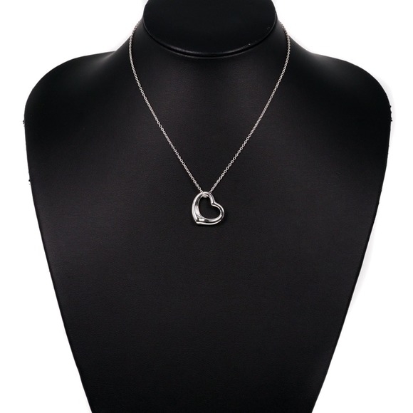 TIFFANY Open Heart Silver 925 Women's Necklace - Picture 2 of 7